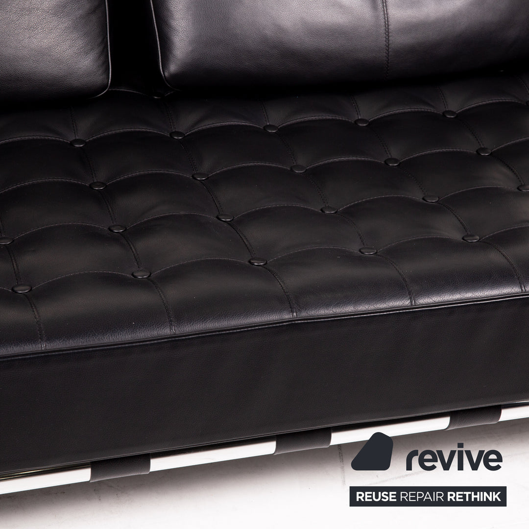 Cassina 241 PRIVÈ DIVANO leather sofa black three-seater couch
