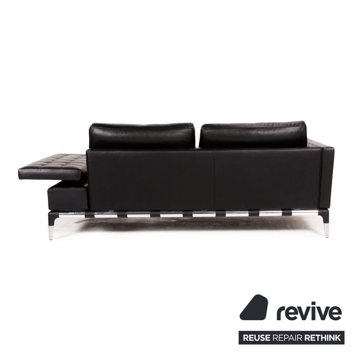 Cassina 241 PRIVÈ DIVANO leather sofa black three-seater couch