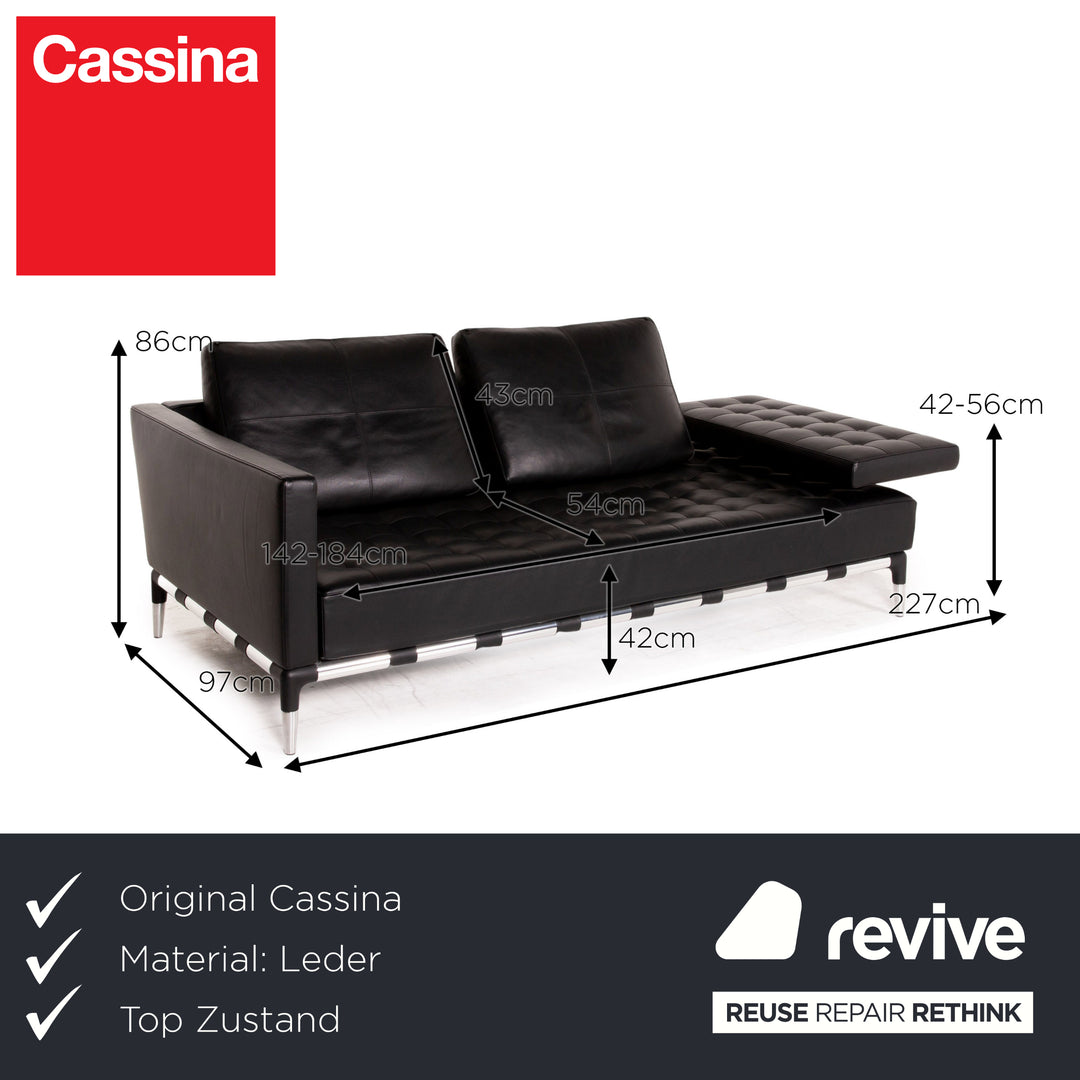 Cassina 241 PRIVÈ DIVANO Leder Sofa Schwarz Dreisitzer Couch