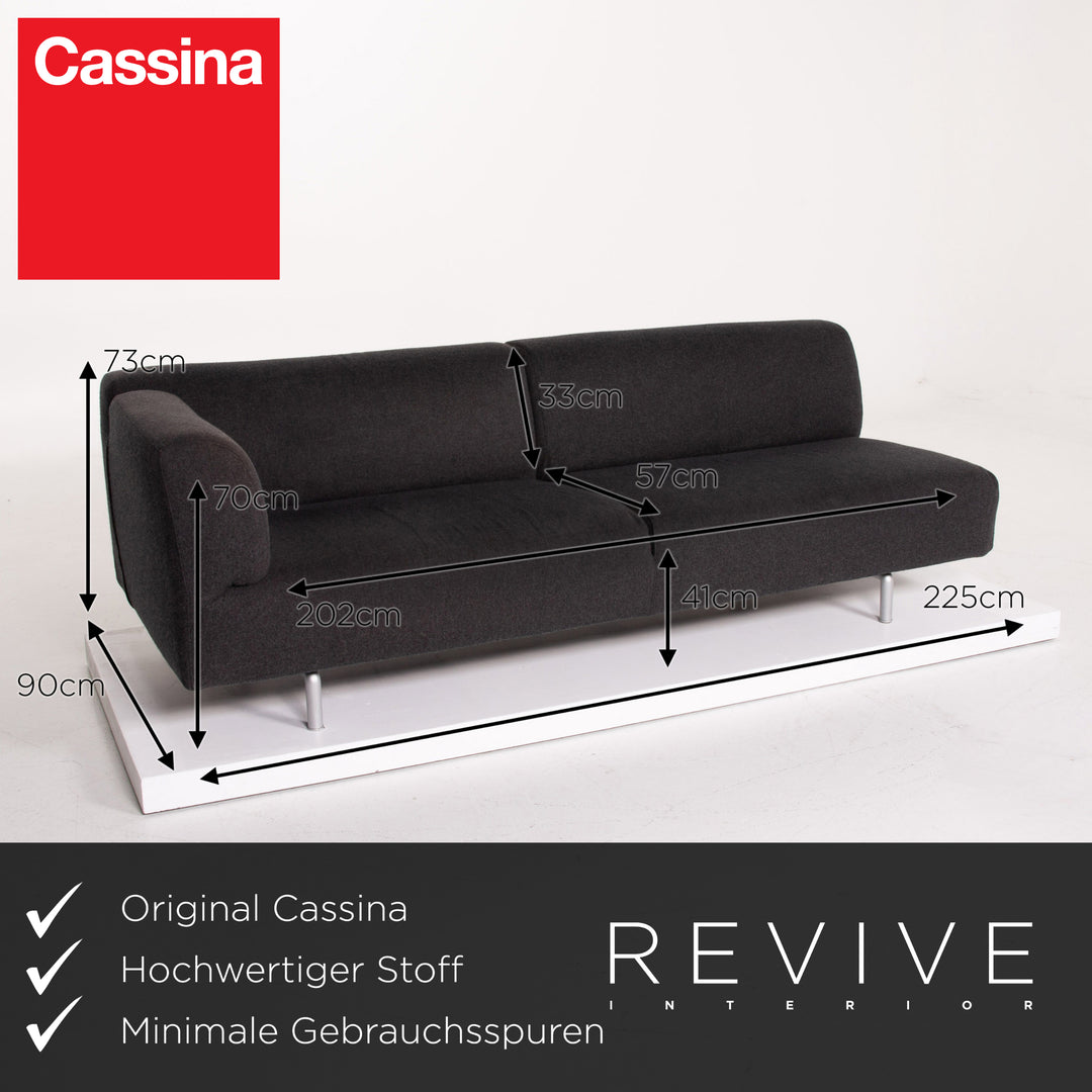 Cassina 250 Met Divano Fabric Sofa Anthracite Three Seater Piero Lissoni Couch #14144