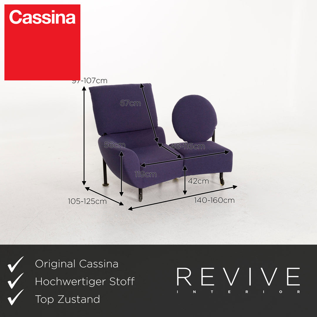 Cassina 290 TopKapi fabric sofa purple two-seater function relax function lounger couch #12617