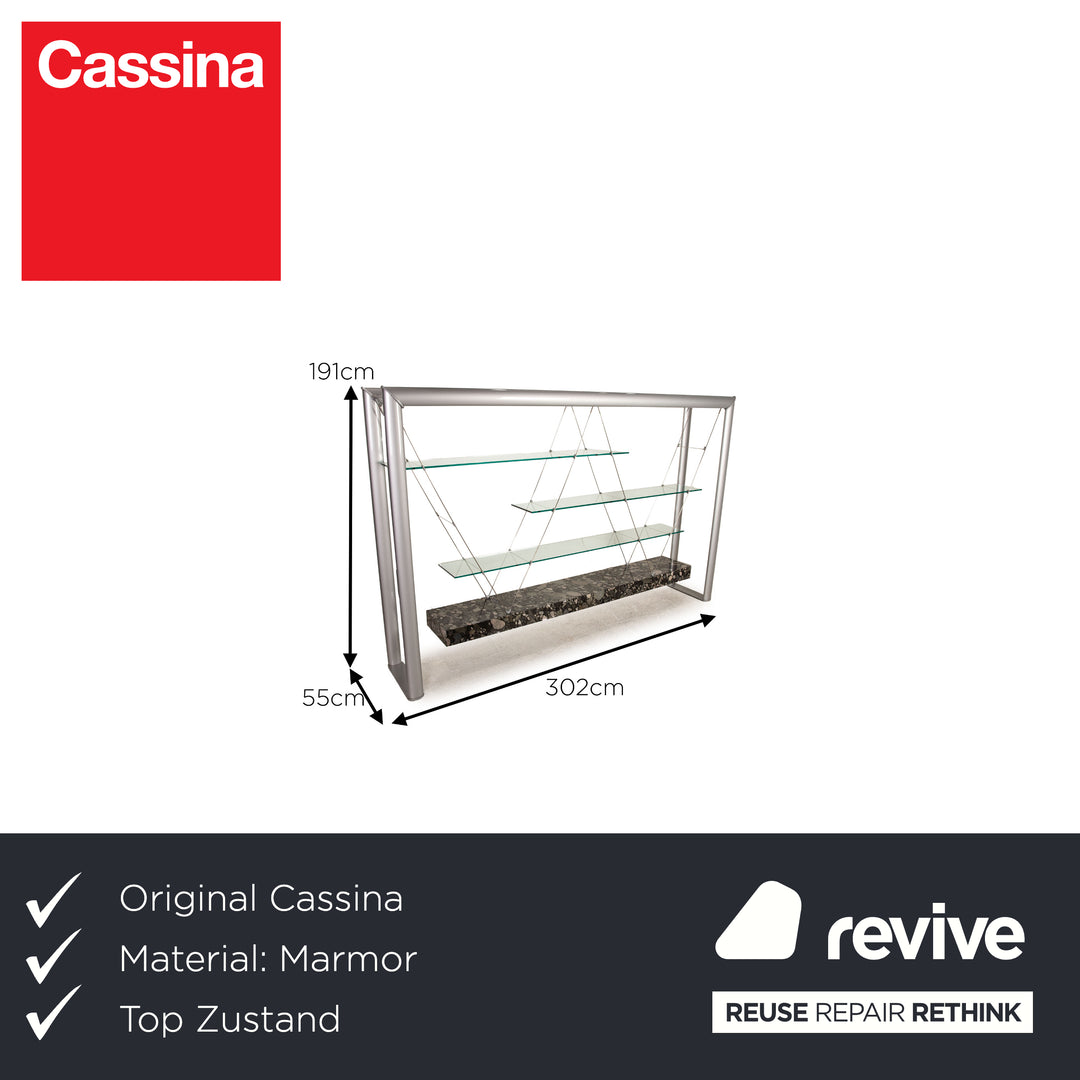 Cassina Berione Marmor Regal Schwarz Glas Metall