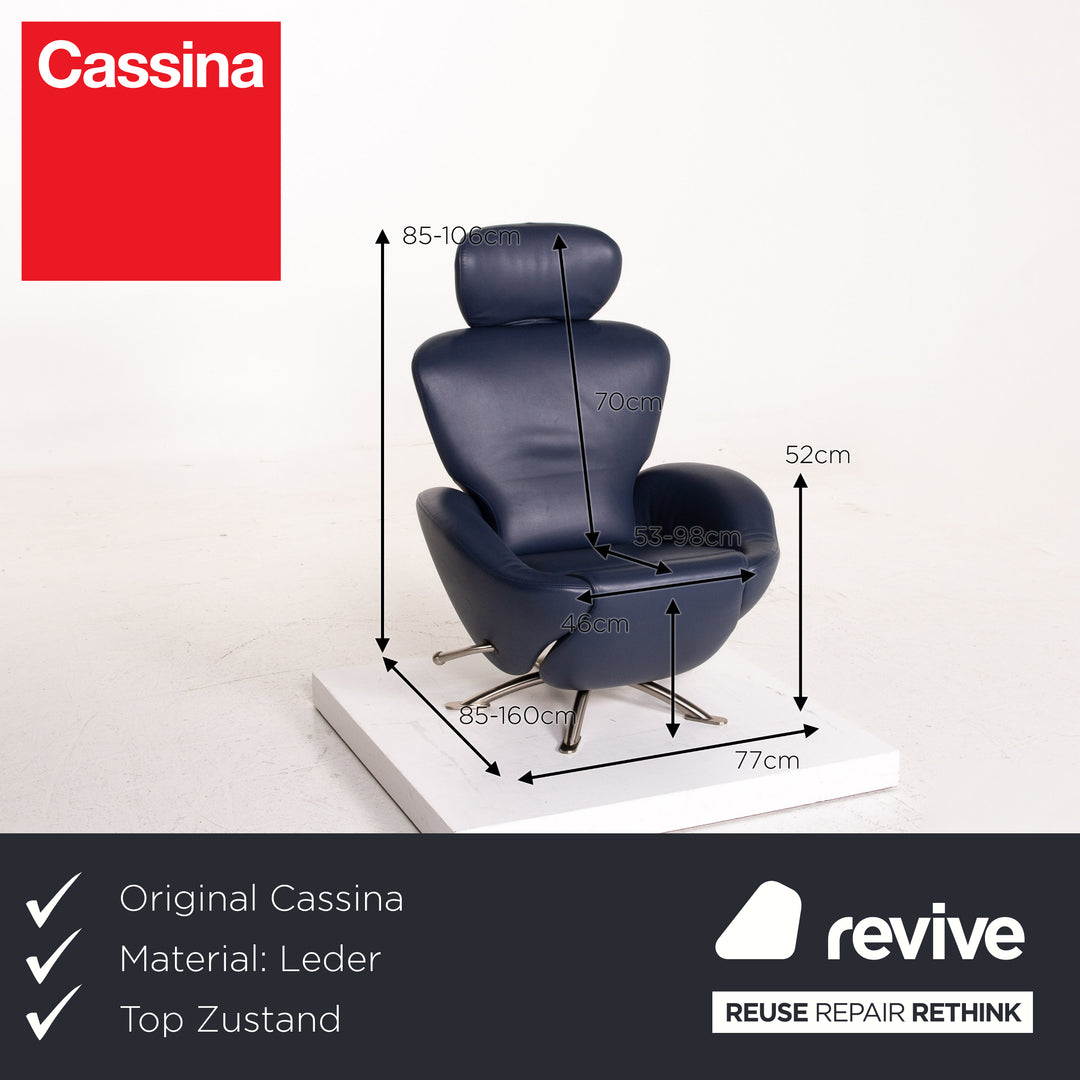 Cassina Dodo Leather Armchair Blue Dark Blue Relaxation Function Relaxation Armchair #15048
