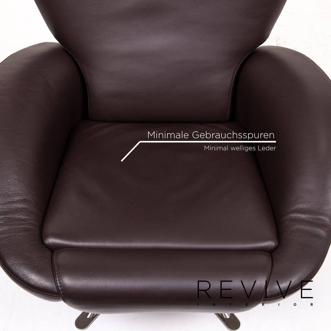 Cassina Dodo Leather Armchair Brown Dark Brown Relaxation Function Relaxation Armchair #14765