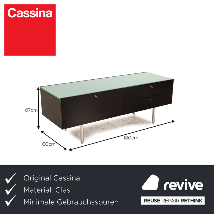 Cassina Flat Glass Sideboard Black 180cm x 60cm