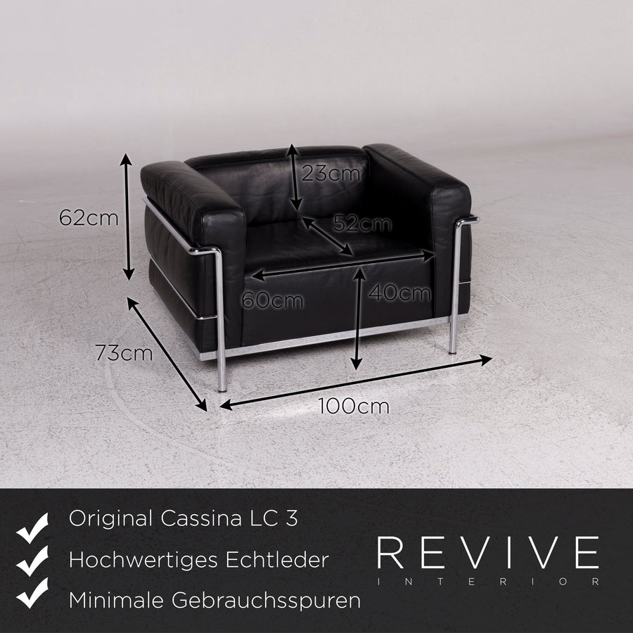 Cassina LC 3 Le Corbusier Leather Armchair Black #10058