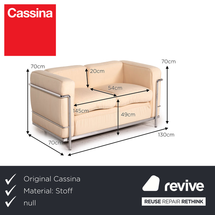 Cassina LC 4 Le Corbusier fabric sofa set beige 1x three-seater 1x two-seater