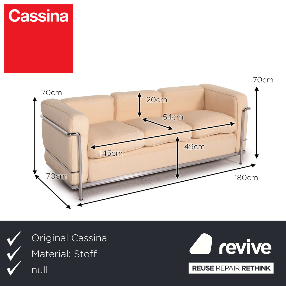 Cassina LC 4 Le Corbusier Stoff Sofa Garnitur Beige 1x Dreisitzer 1x Zweisitzer
