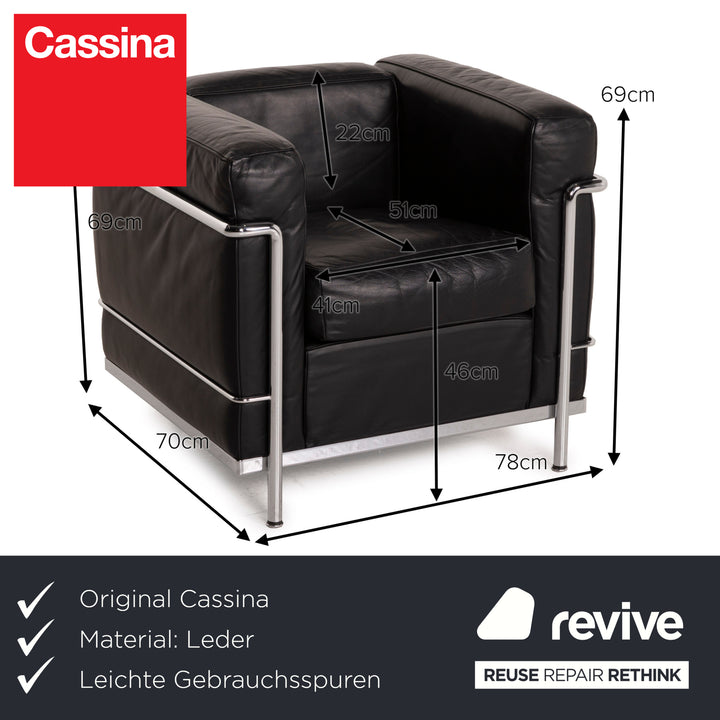 Cassina LC2 Leder Sessel Schwarz Corbusier Chrom