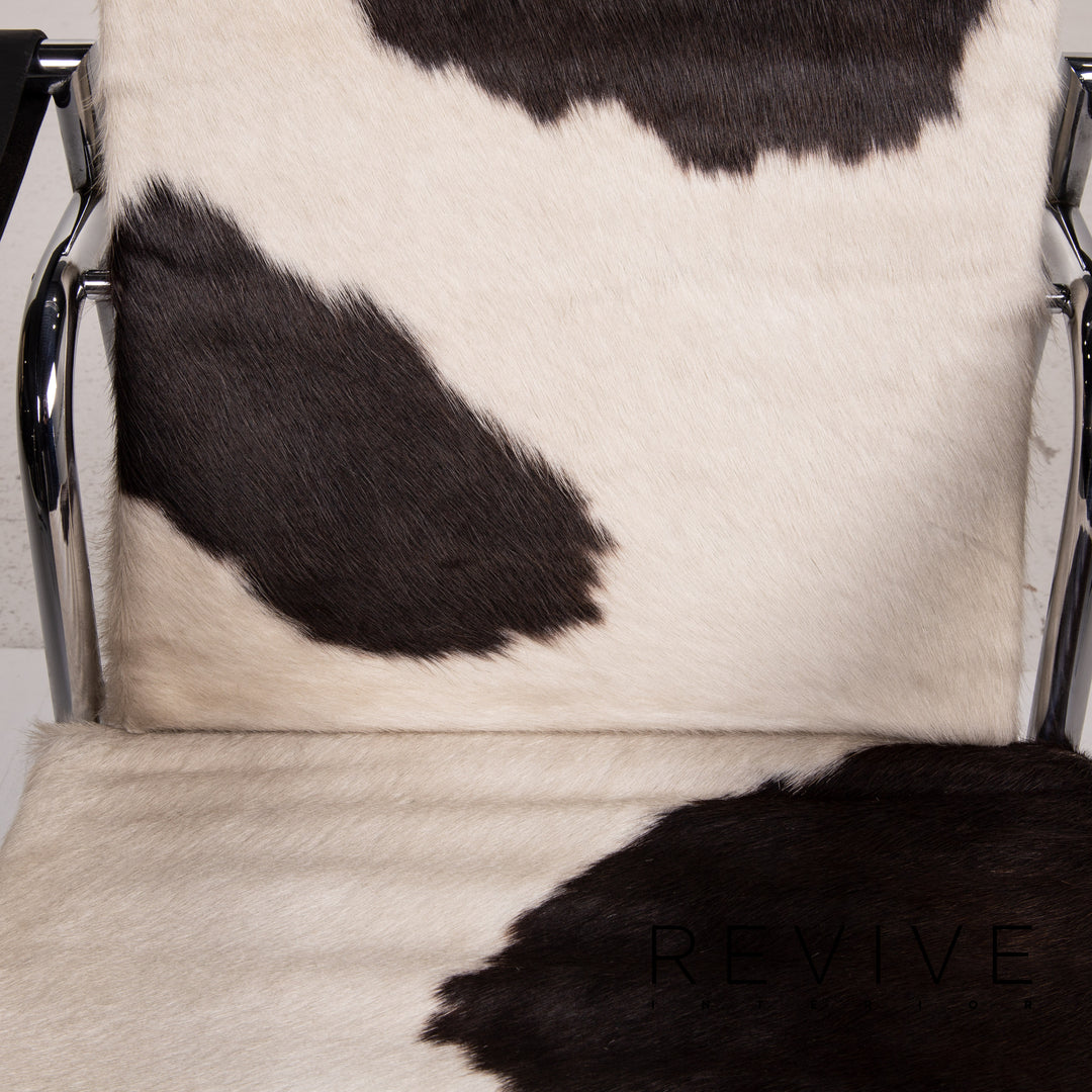 Cassina Le Corbusier LC 1 Fur Leather Chair White Brown Armchair #14664