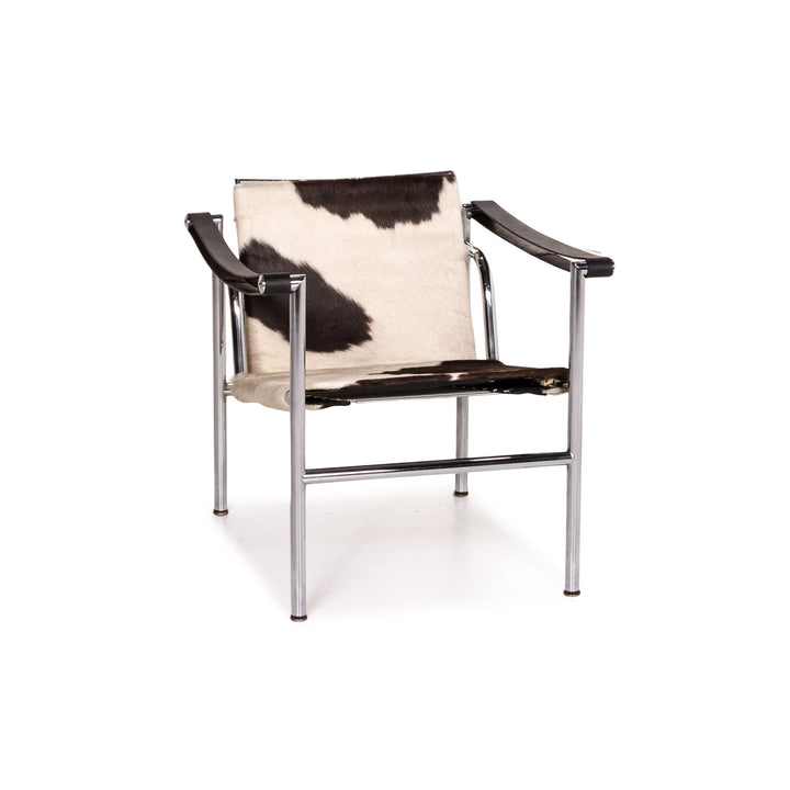 Cassina Le Corbusier LC 1 Fur Leather Chair White Brown Armchair #14664