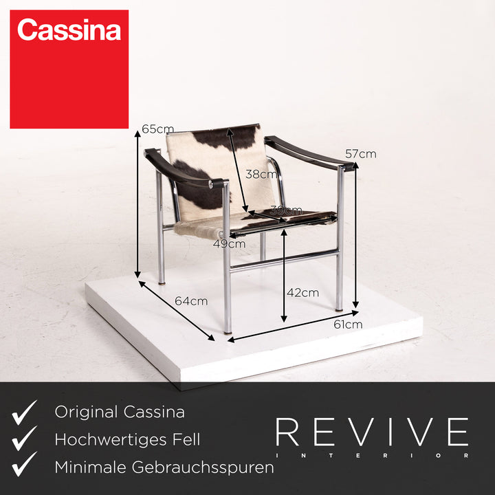 Cassina Le Corbusier LC 1 Fell Leder Stuhl Weiß Braun Sessel #14664