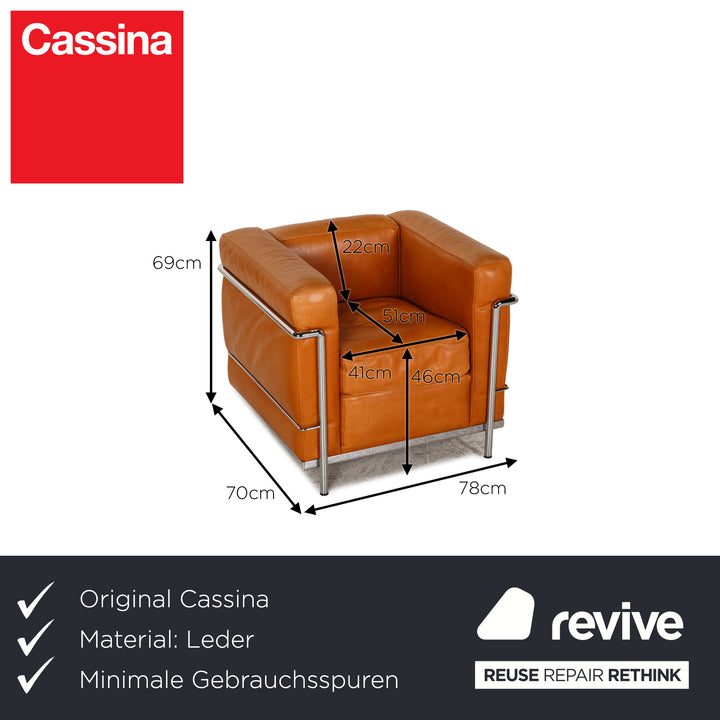 Cassina Le Corbusier LC 2 Leder Sessel Cognac