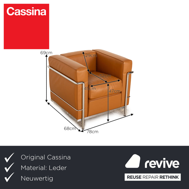 Cassina Le Corbusier LC 2 Leder Sessel Cognac Braun Vintage Bauhaus