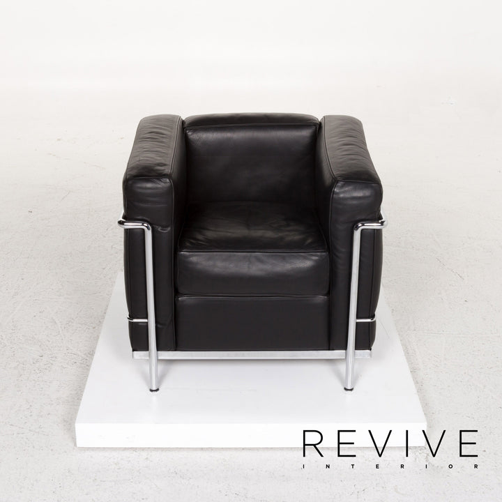Cassina Le Corbusier LC 2 leather armchair set Black 2x armchair #13511