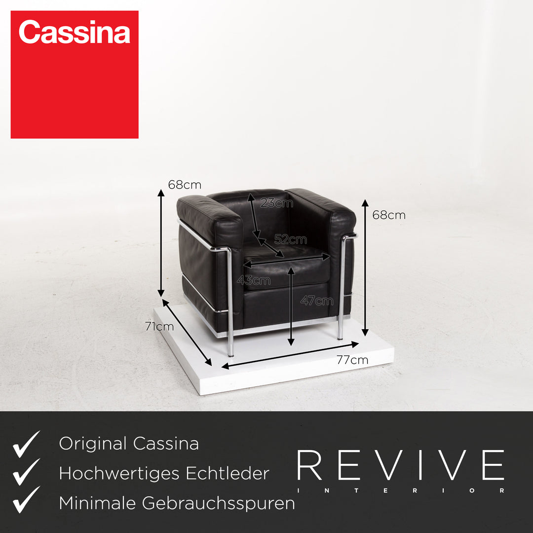 Cassina Le Corbusier LC 2 Leder Sessel Garnitur Schwarz 2x Sessel #13511