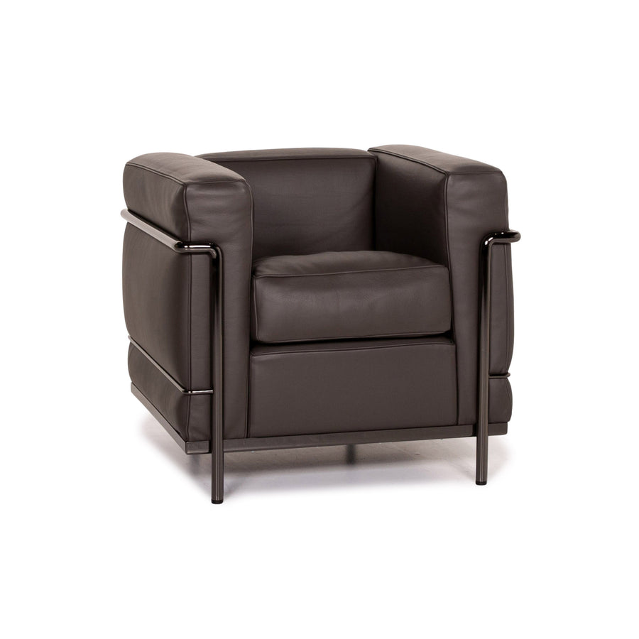 Cassina Le Corbusier LC 2 Leather Armchair Gray Brown Brown #14734