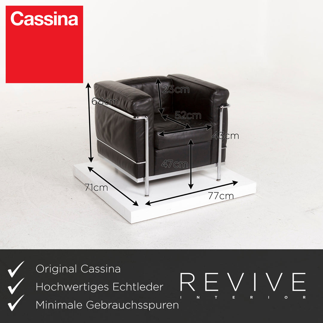 Cassina Le Corbusier LC 2 Leder Sessel Schwa #13187