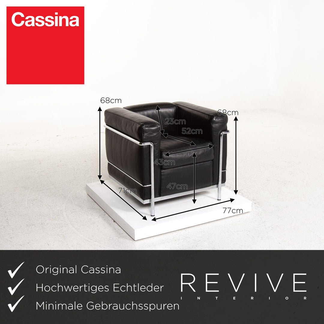 Cassina Le Corbusier LC 2 Leder Sessel Schwarz #13491