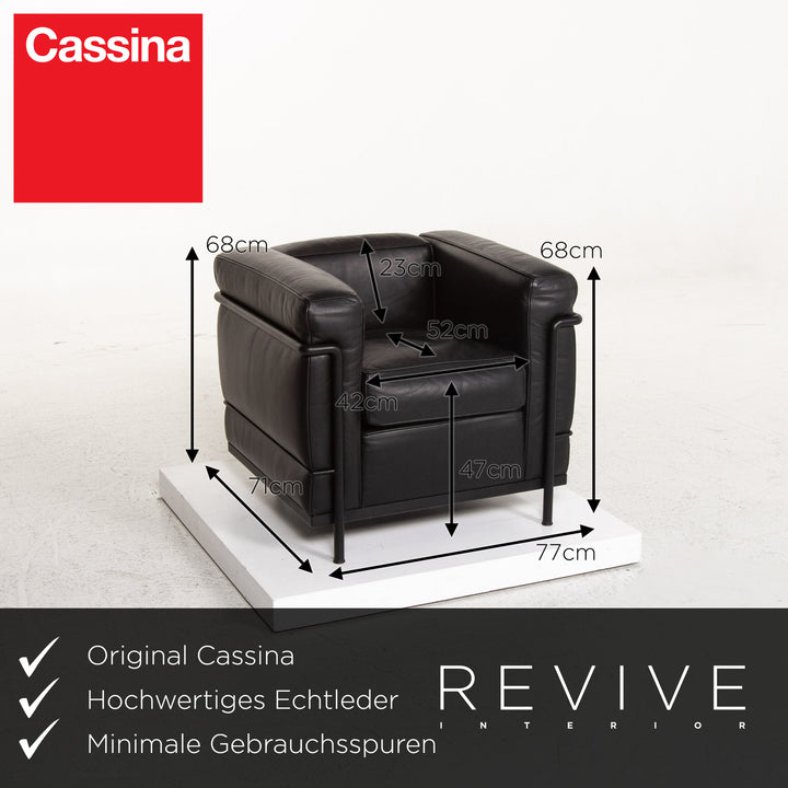 Cassina Le Corbusier LC 2 Leder Sessel Schwarz #13499