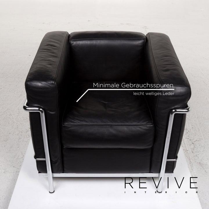 Cassina Le Corbusier LC 2 Leder Sessel Schwarz #13510