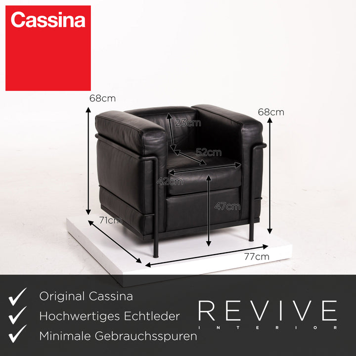 Cassina Le Corbusier LC 2 Leder Sessel Schwarz #14440