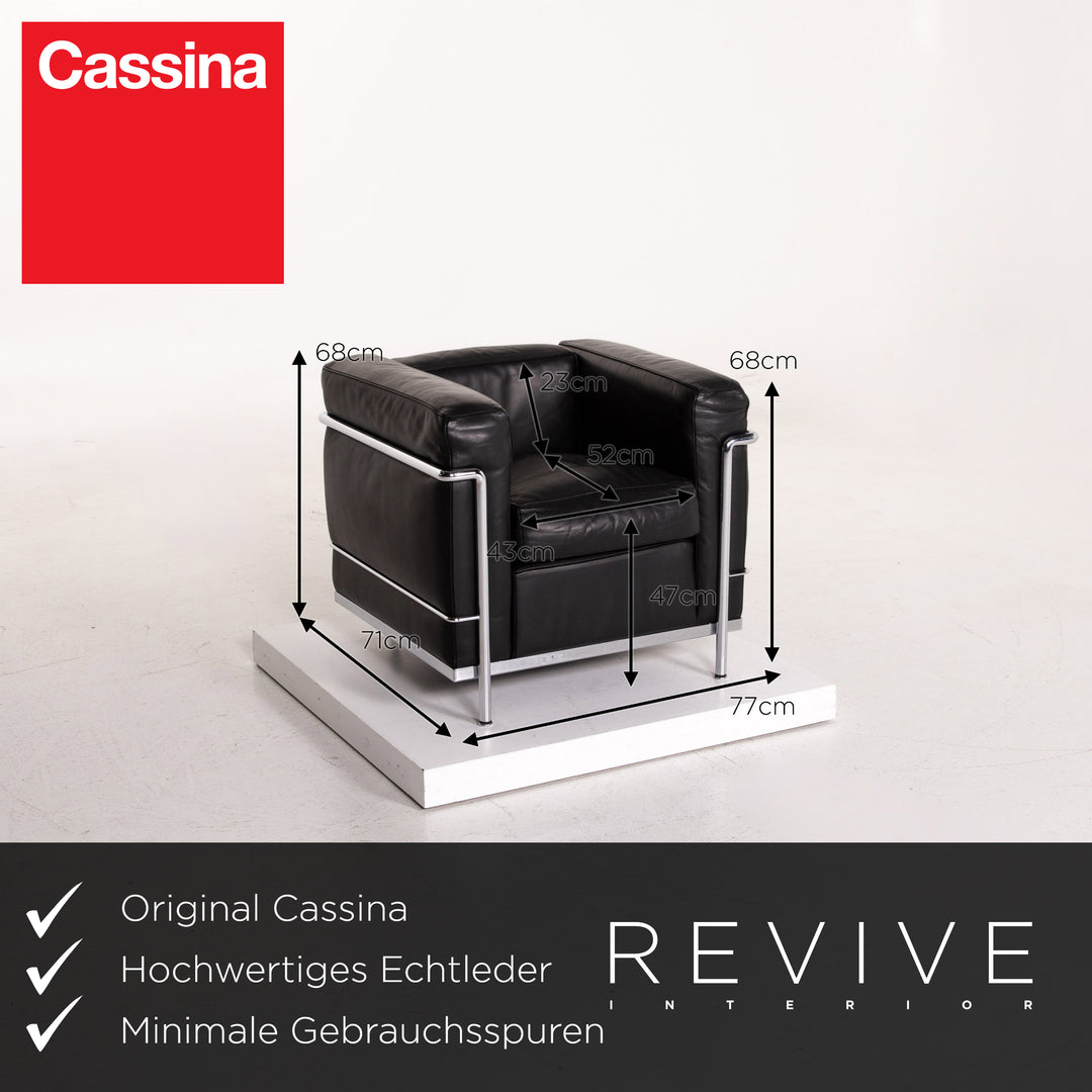 Cassina Le Corbusier LC 2 Leder Sessel Schwarz #14738