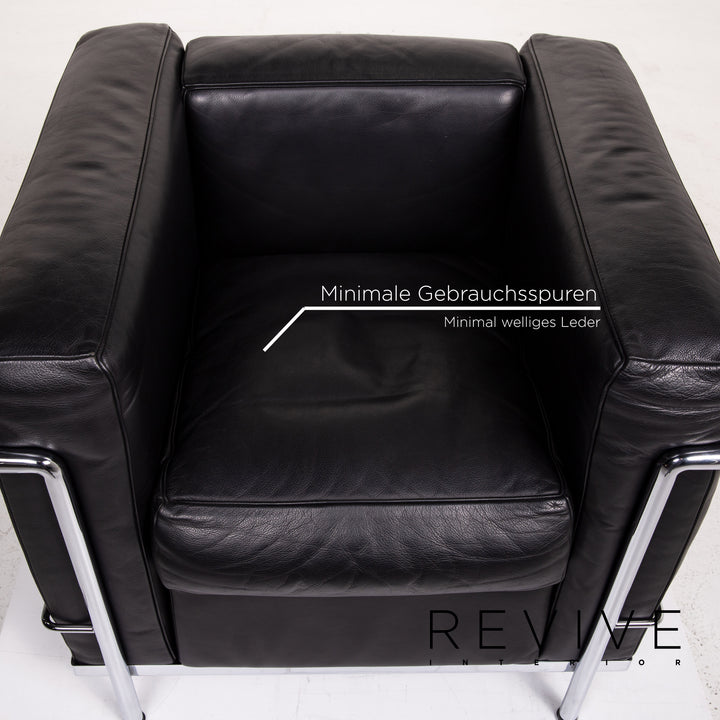 Cassina Le Corbusier LC 2 Leder Sessel Schwarz #14738