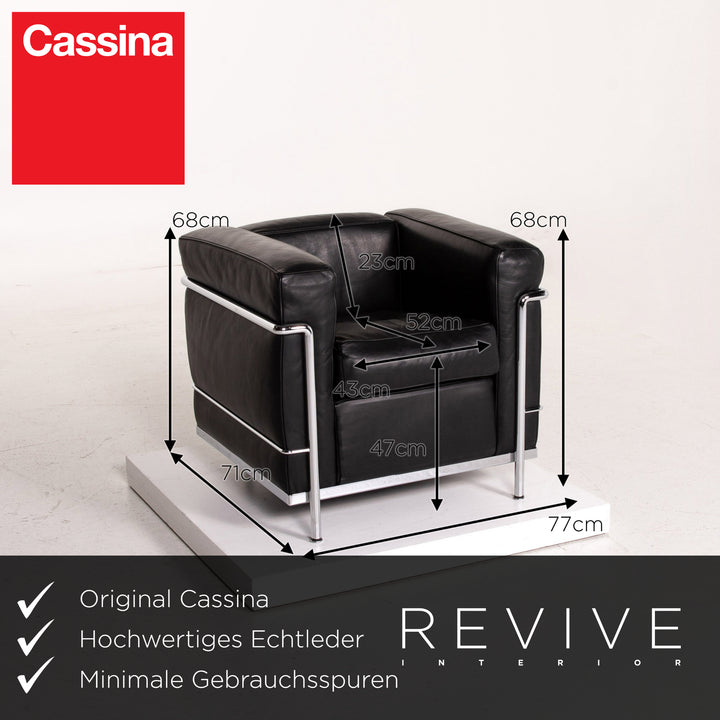 Cassina Le Corbusier LC 2 Leder Sessel Schwarz #14757