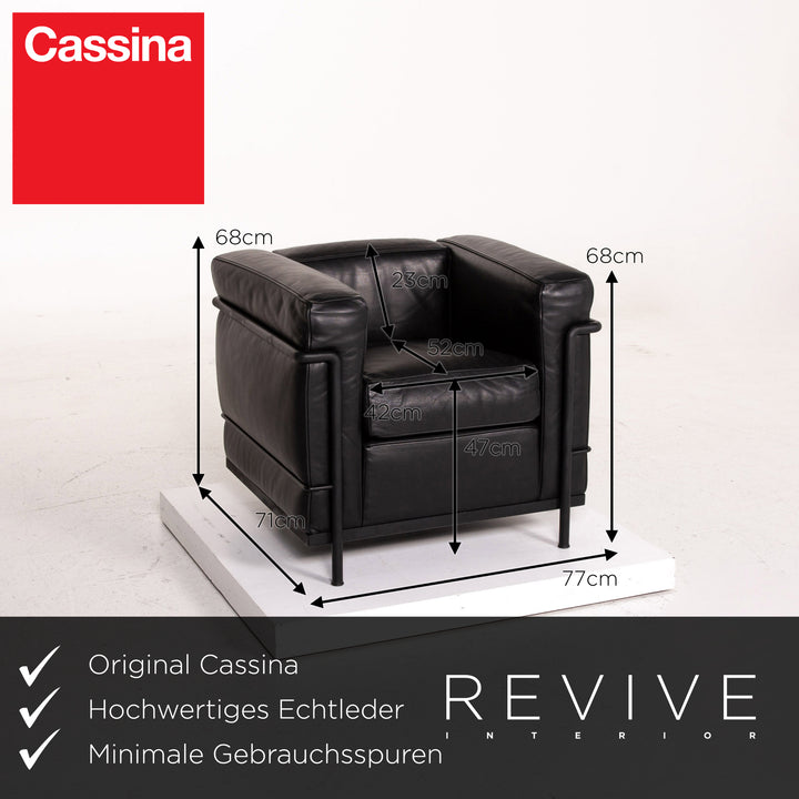 Cassina Le Corbusier LC 2 Leder Sessel Schwarz #14932