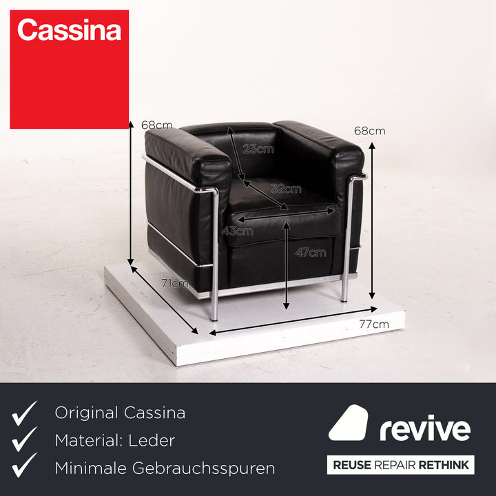Cassina Le Corbusier LC 2 Leder Sessel Schwarz #15131