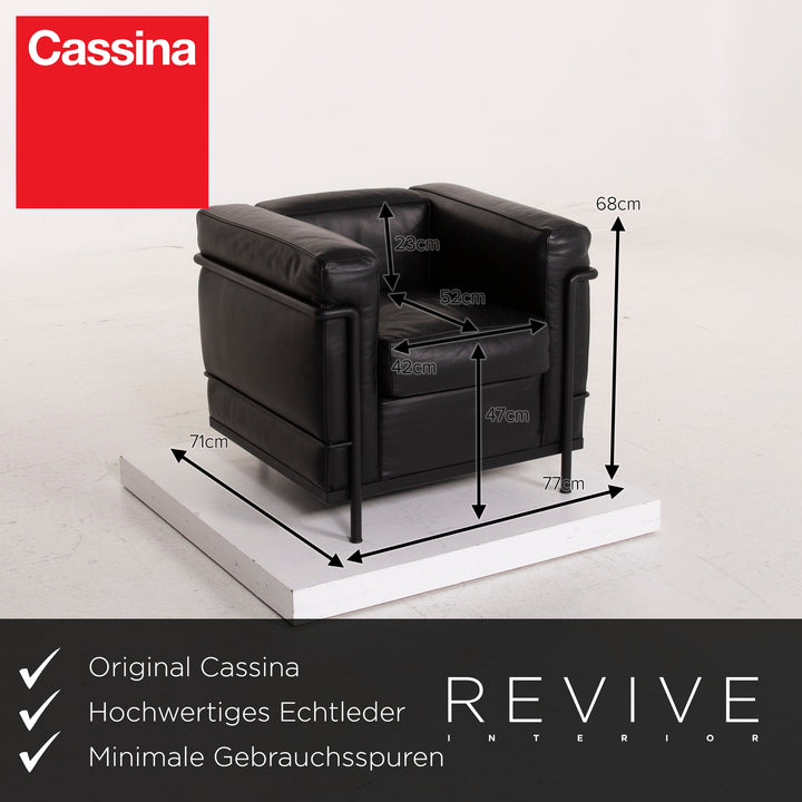 Cassina Le Corbusier LC 2 Leather Armchair Black #15447