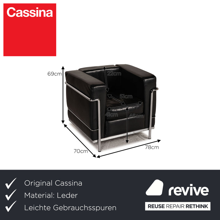 Cassina Le Corbusier LC 2 Leather Armchair Black