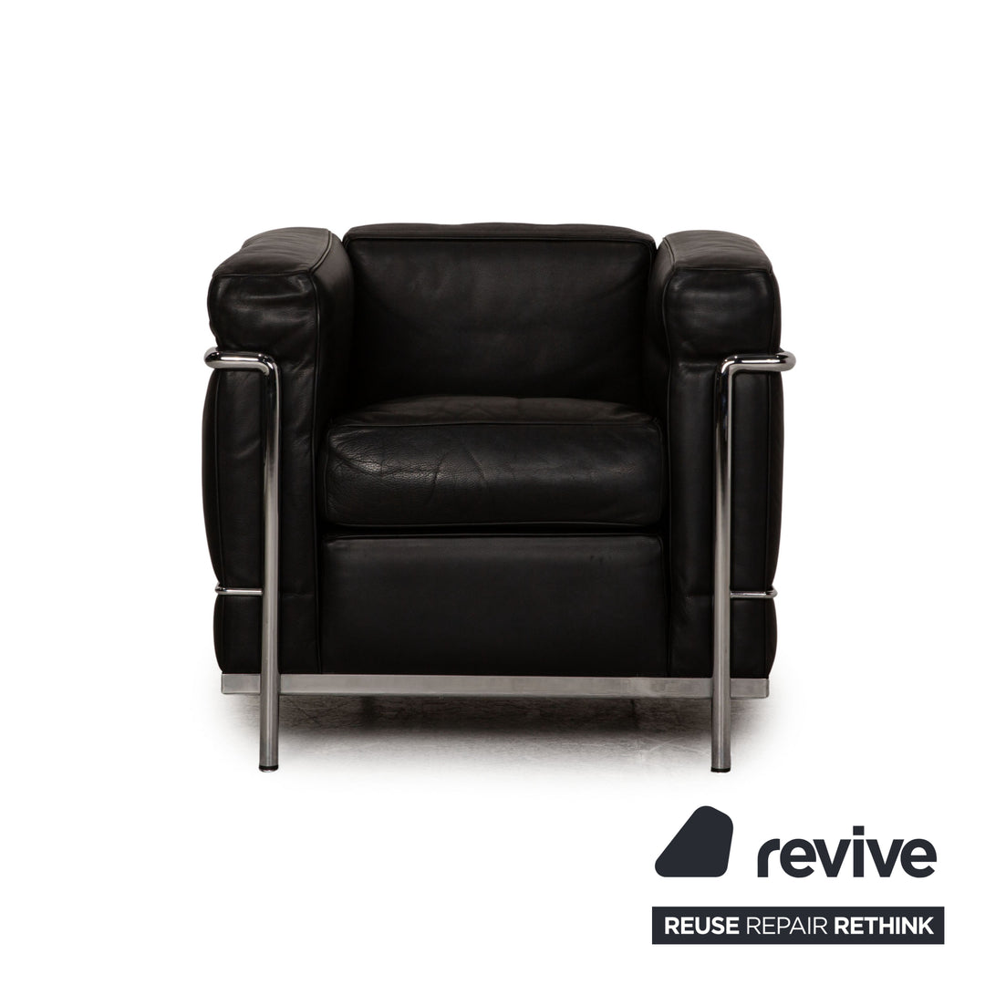 Cassina Le Corbusier LC 2 Leder Sessel Schwarz