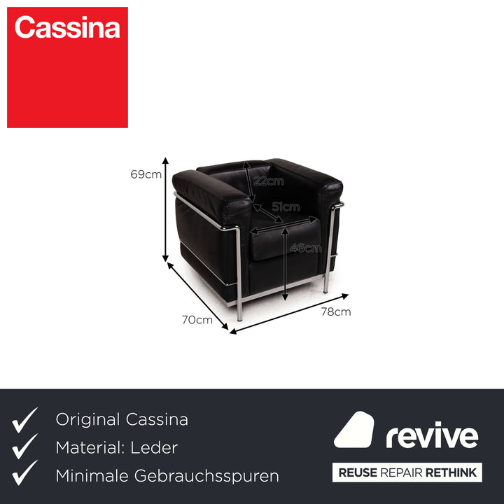 Cassina Le Corbusier LC 2 Leather Armchair Black