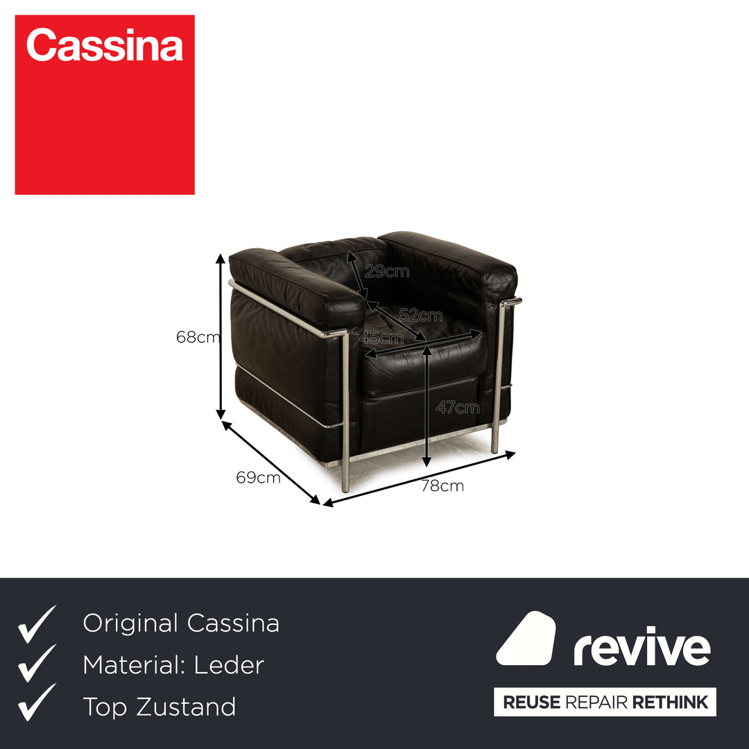 Cassina Le Corbusier LC 2 Leder Sessel Schwarz Bauhaus