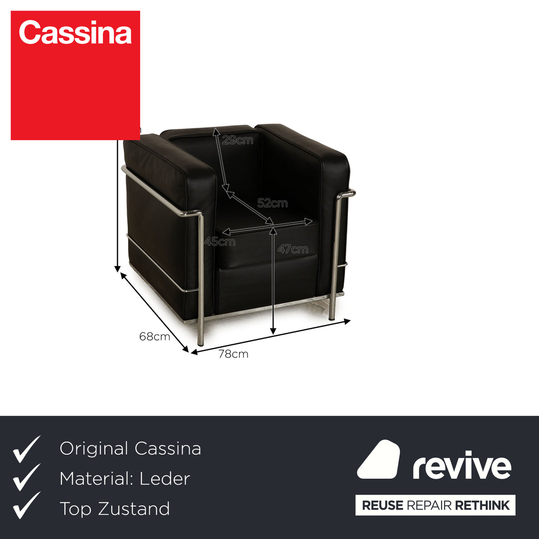 Cassina Le Corbusier LC 2 Leder Sessel Schwarz Bauhaus