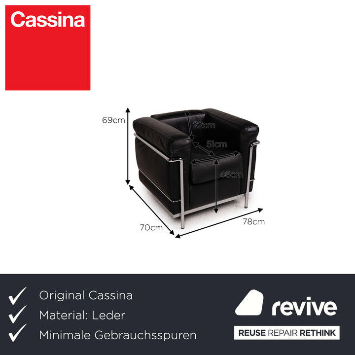 Cassina Le Corbusier LC 2 Leder Sessel Schwarz