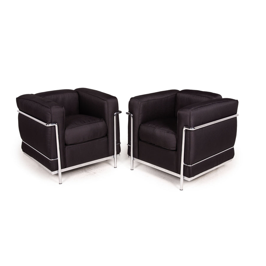 Cassina Le Corbusier LC 2 fabric armchair set black