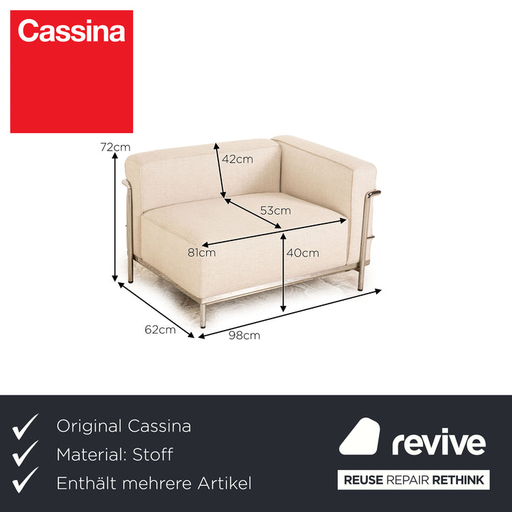 Cassina Le Corbusier LC 3 Fauteuil Grand Confort Stoff Sofa Garnitur Beige 2x Zweisitzer Hocker