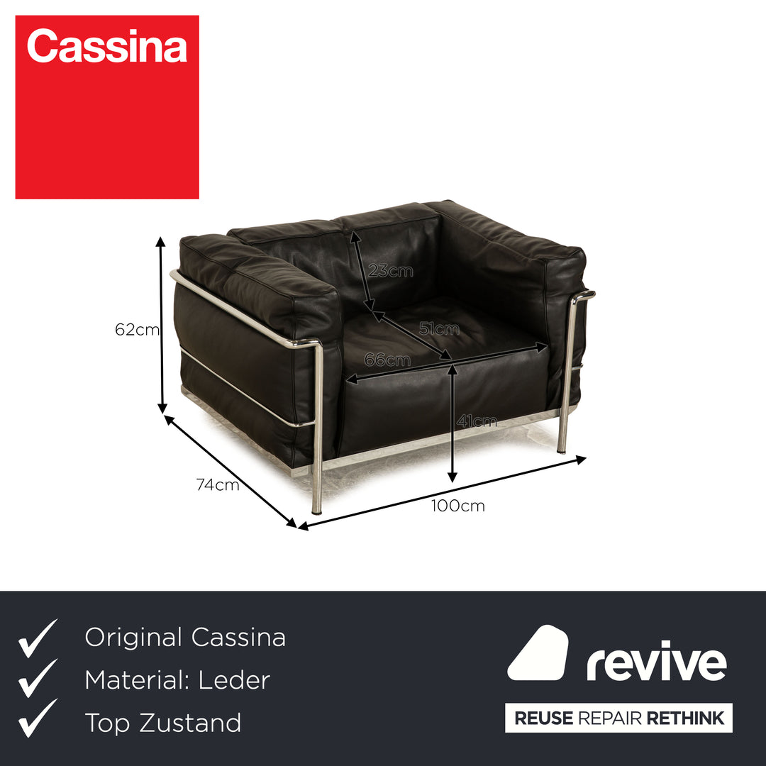 Cassina Le Corbusier LC 3 Leder Sessel Schwarz Bauhaus Daunenfüllung