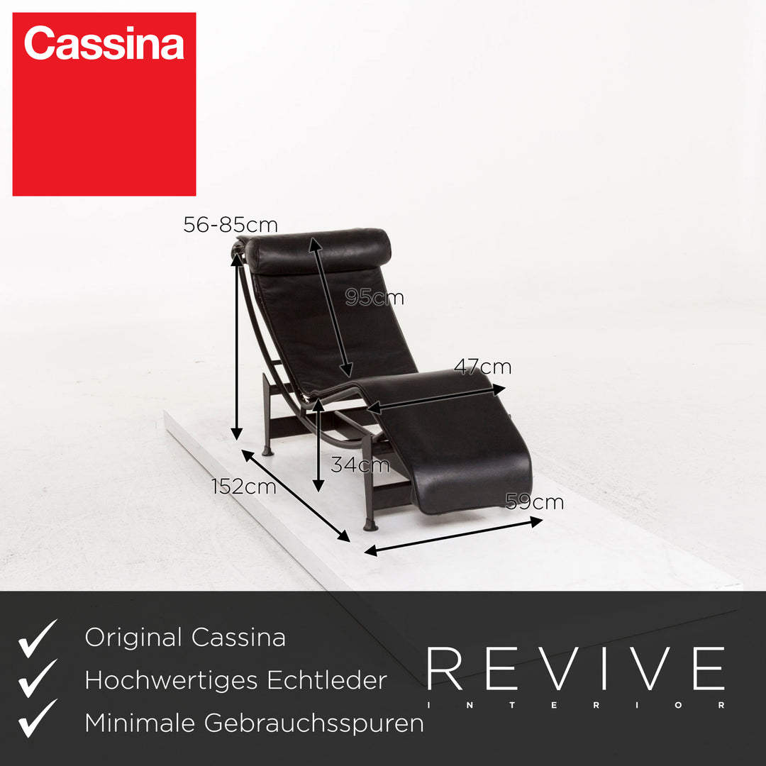 Cassina Le Corbusier LC 4 Leather Lounger Black Lounger Relaxation Function #12957