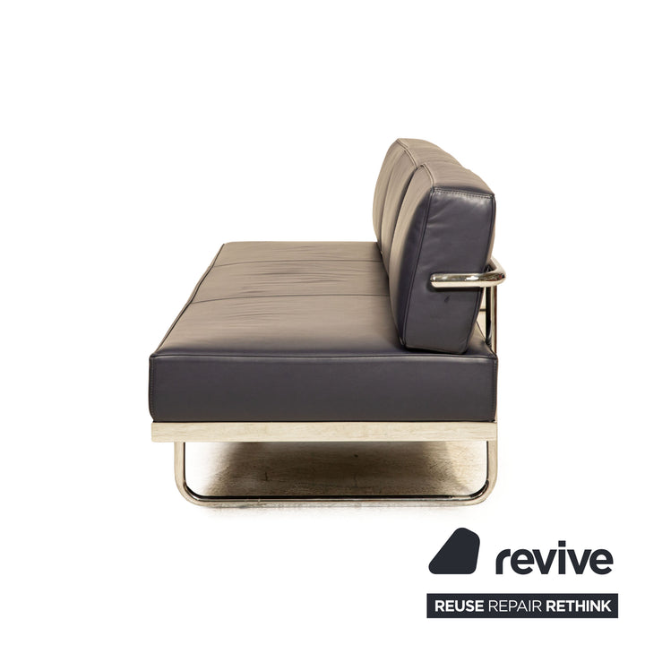 Cassina Le Corbusier LC 5.F Leder Dreisitzer Blau Sofa Couch