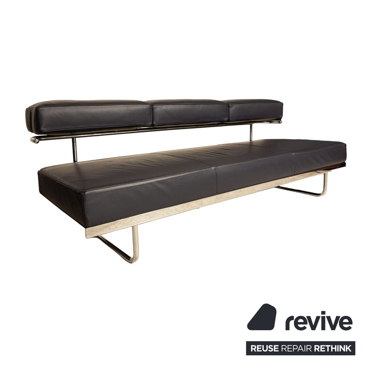 Cassina Le Corbusier LC 5.F Leder Dreisitzer Blau Sofa Couch