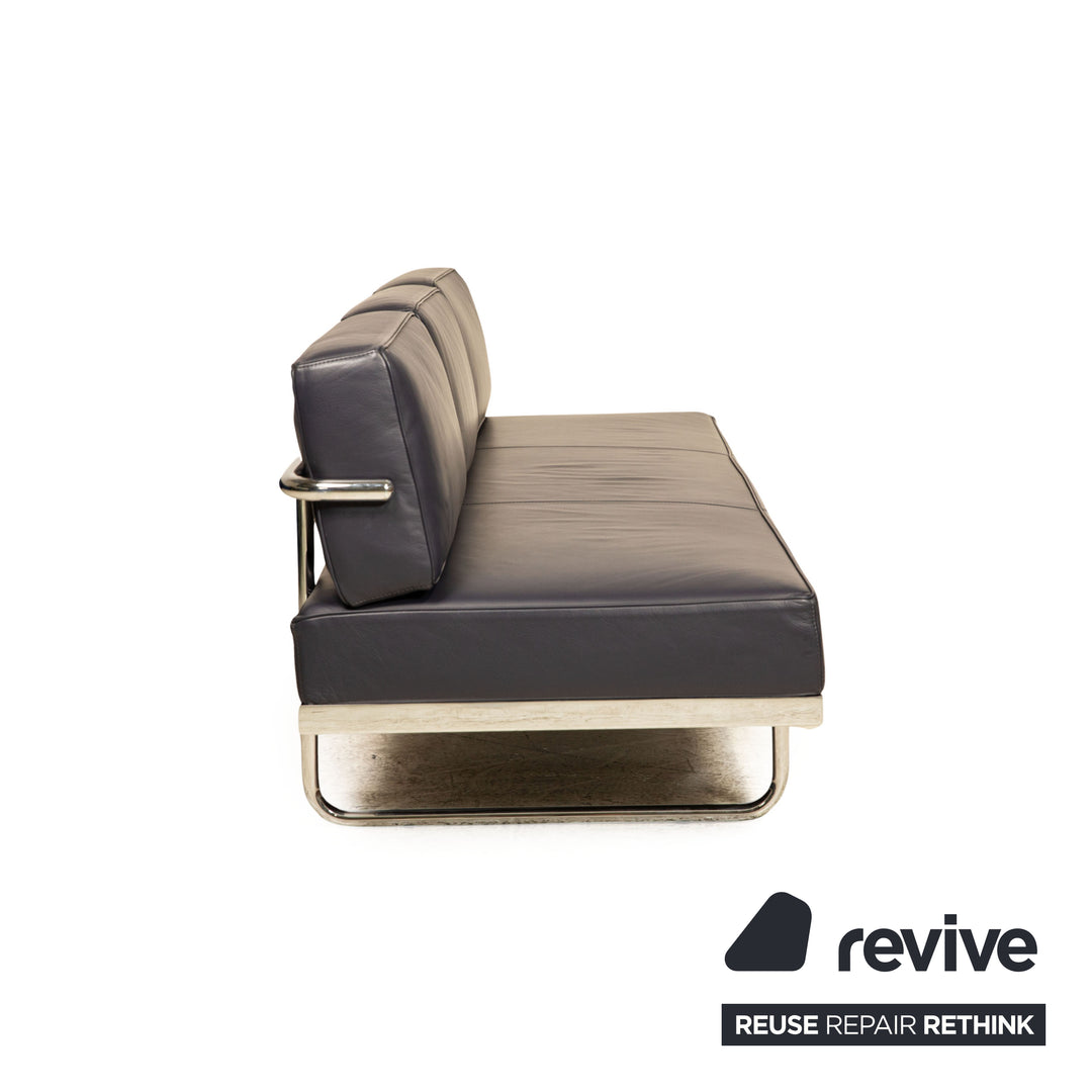 Cassina Le Corbusier LC 5.F Leder Dreisitzer Blau Sofa Couch