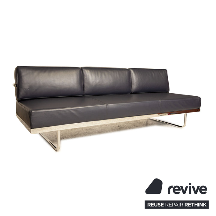 Cassina Le Corbusier LC 5.F Leder Dreisitzer Blau Sofa Couch