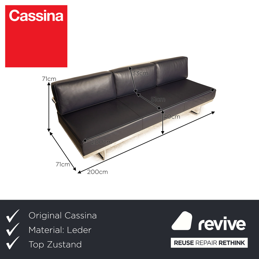 Cassina Le Corbusier LC 5.F Leder Dreisitzer Blau Sofa Couch