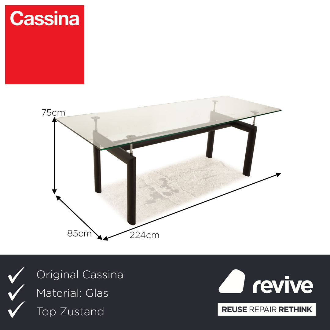 Cassina Le Corbusier LC 6 Glas Esstisch Schwarz Tisch 224 x 75 x 85