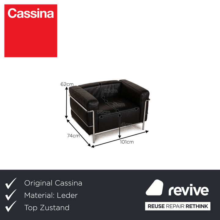 Cassina Le Corbusier LC3 Leather Armchair Black