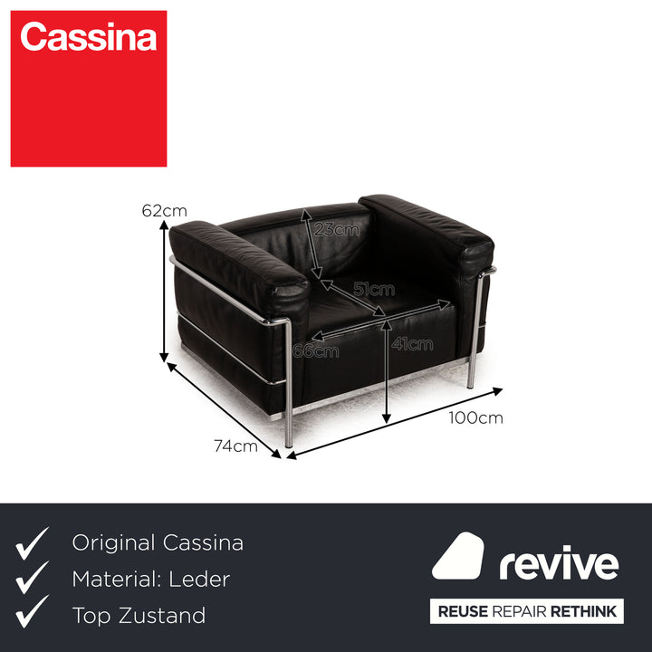Cassina Le Corbusier LC3 Leather Armchair Black